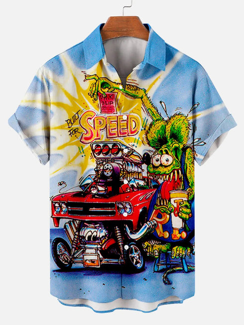 Men's Cartoon Funny Graphic Short Sleeve Hawaiian Shirt